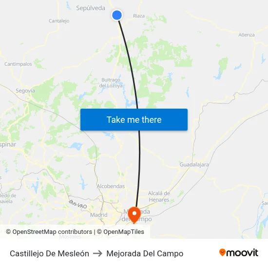 Castillejo De Mesleón to Mejorada Del Campo map