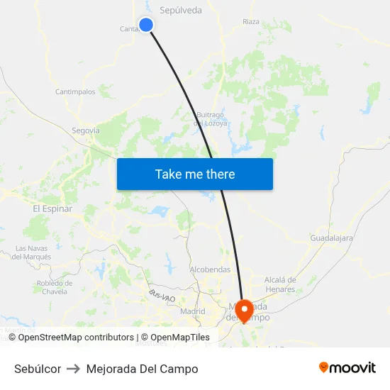 Sebúlcor to Mejorada Del Campo map