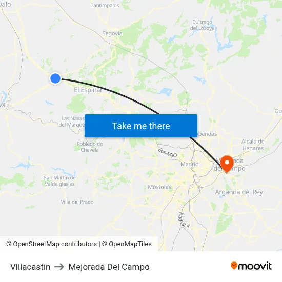 Villacastín to Mejorada Del Campo map