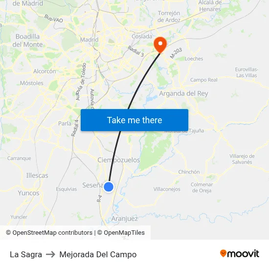 La Sagra to Mejorada Del Campo map