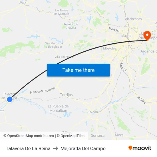Talavera De La Reina to Mejorada Del Campo map