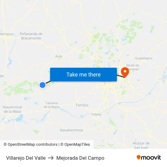 Villarejo Del Valle to Mejorada Del Campo map