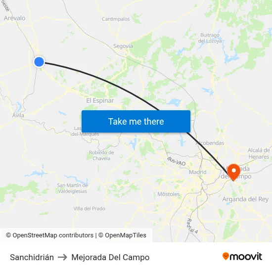 Sanchidrián to Mejorada Del Campo map