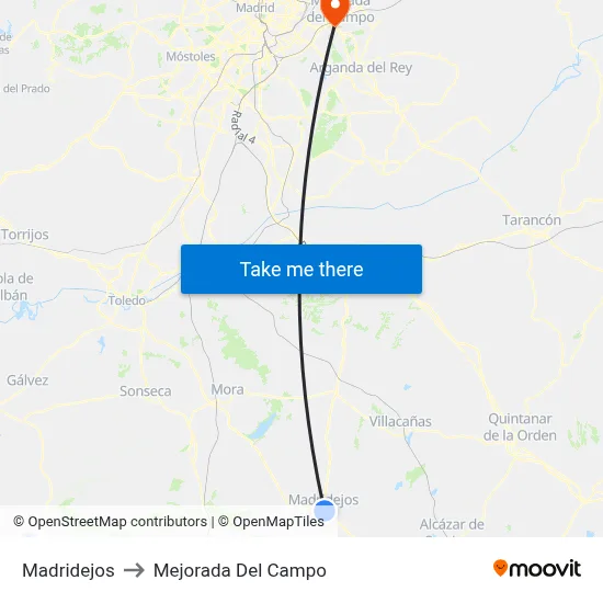 Madridejos to Mejorada Del Campo map