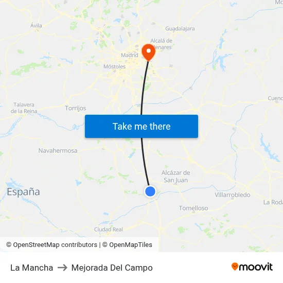 La Mancha to Mejorada Del Campo map