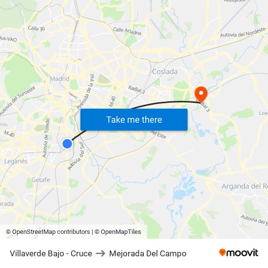 Villaverde Bajo - Cruce to Mejorada Del Campo map