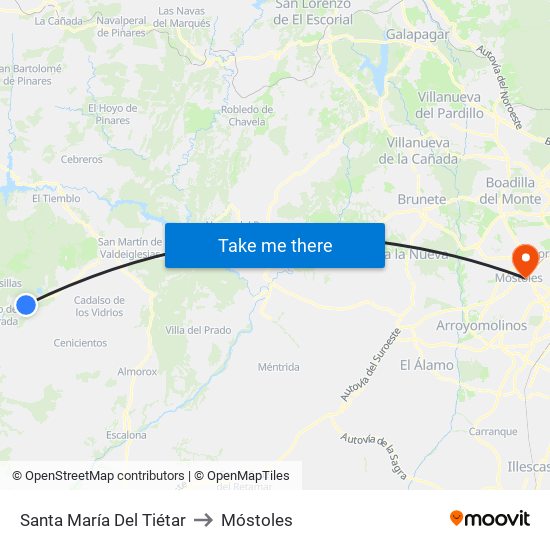 Santa María Del Tiétar to Móstoles map