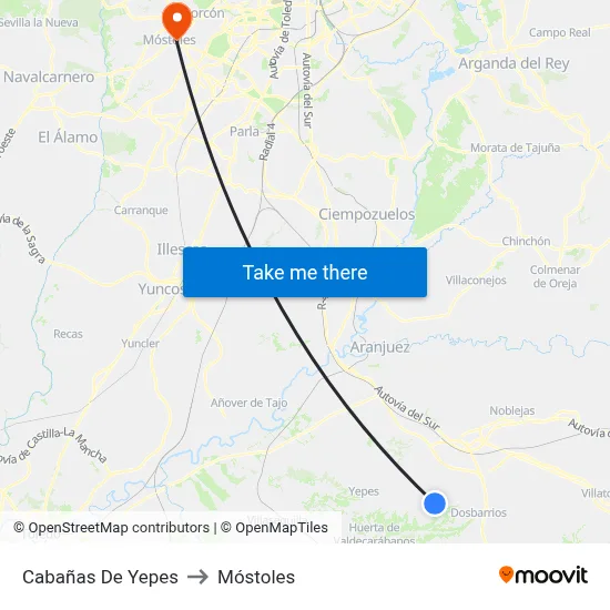 Cabañas De Yepes to Móstoles map
