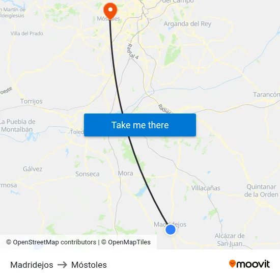 Madridejos to Móstoles map