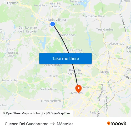 Cuenca Del Guadarrama to Móstoles map