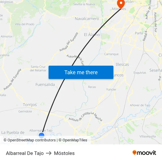 Albarreal De Tajo to Móstoles map