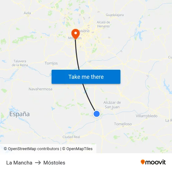 La Mancha to Móstoles map