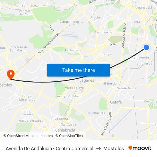 Avenida De Andalucía - Centro Comercial to Móstoles map
