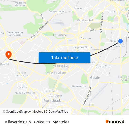 Villaverde Bajo - Cruce to Móstoles map