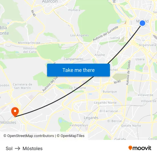 Sol to Móstoles map