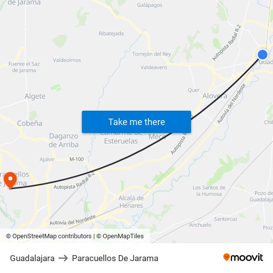 Guadalajara to Paracuellos De Jarama map