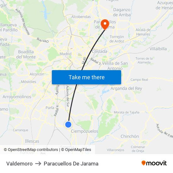 Valdemoro to Paracuellos De Jarama map