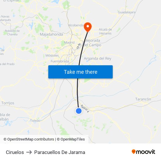 Ciruelos to Paracuellos De Jarama map