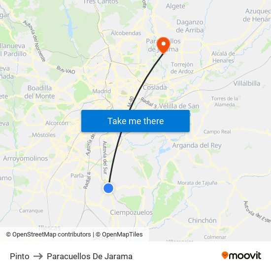 Pinto to Paracuellos De Jarama map