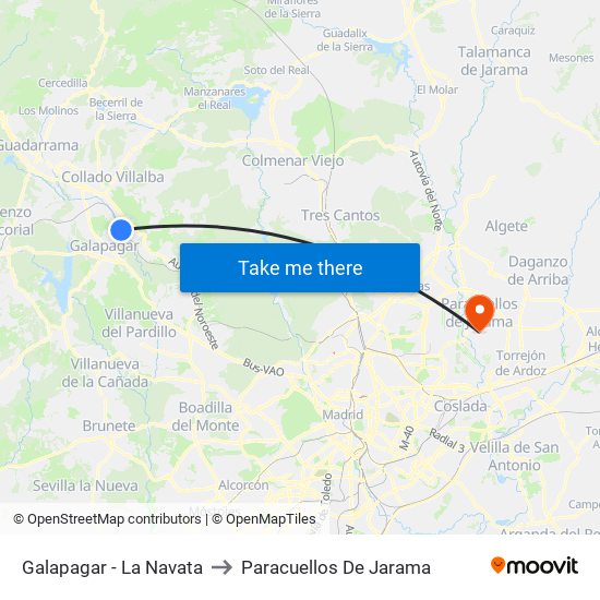 Galapagar - La Navata to Paracuellos De Jarama map