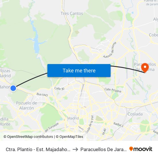 Ctra. Plantío - Est. Majadahonda to Paracuellos De Jarama map