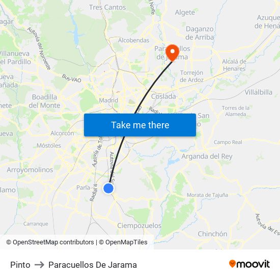 Pinto to Paracuellos De Jarama map