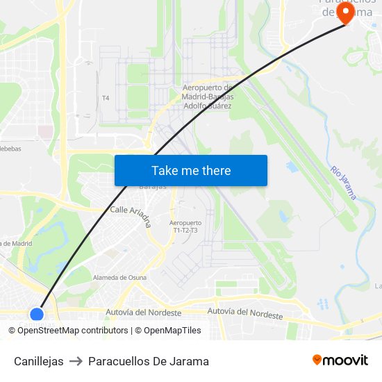Canillejas to Paracuellos De Jarama map