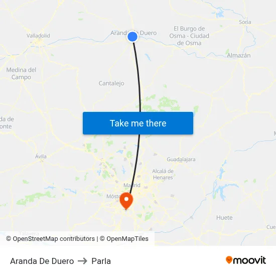 Aranda De Duero to Parla map
