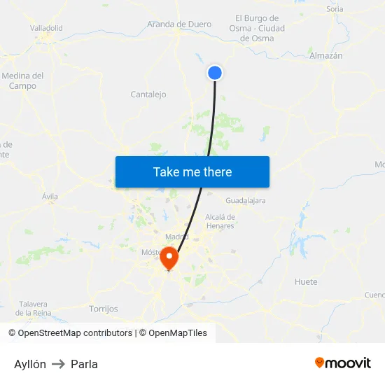 Ayllón to Parla map