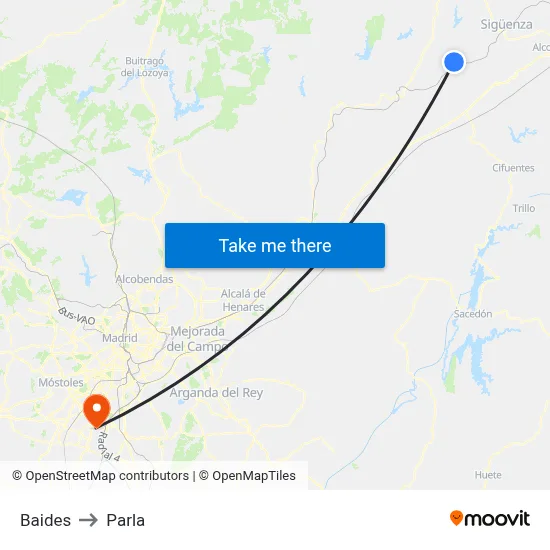Baides to Parla map