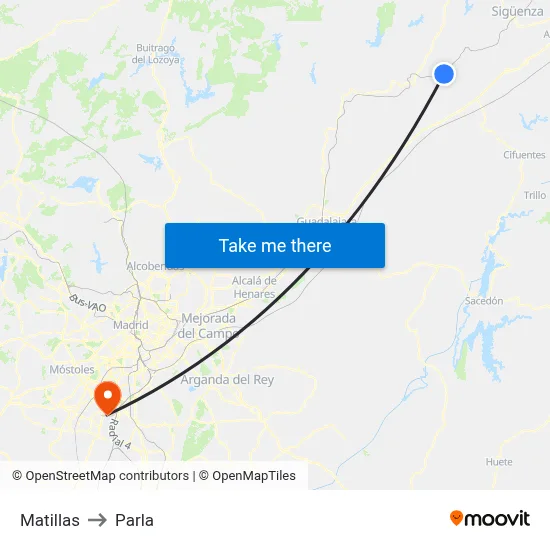 Matillas to Parla map
