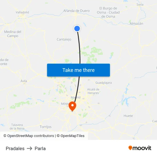 Pradales to Parla map