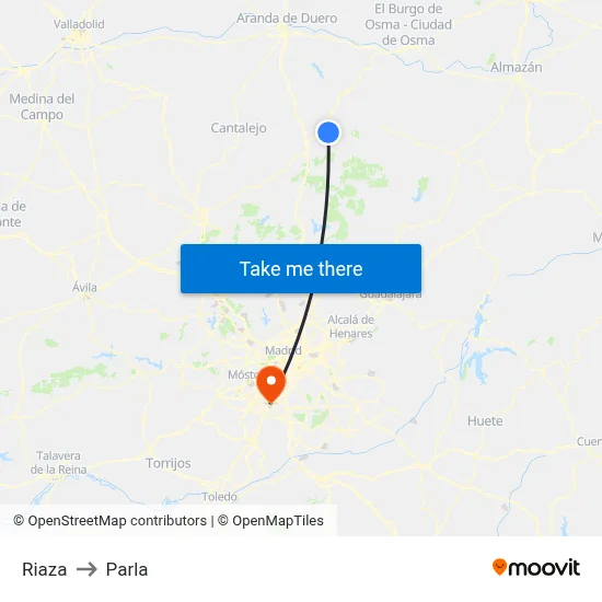 Riaza to Parla map