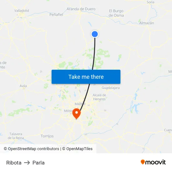 Ribota to Parla map