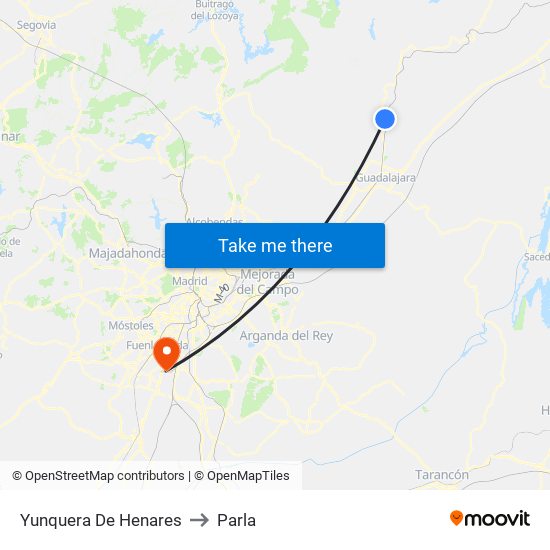 Yunquera De Henares to Parla map