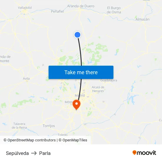 Sepúlveda to Parla map