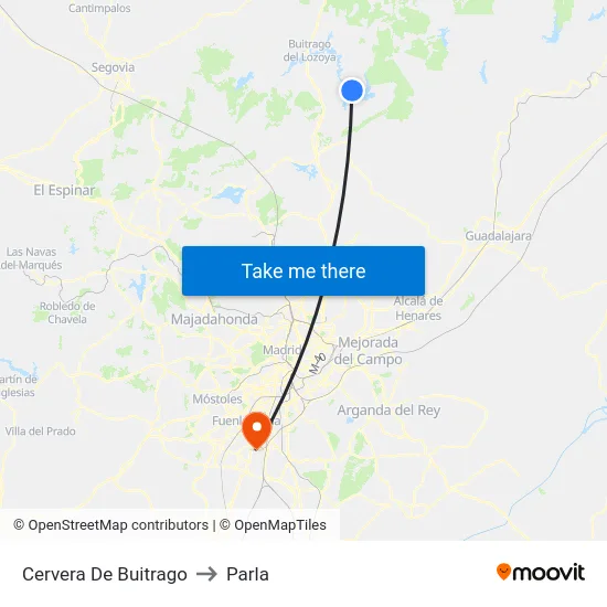 Cervera De Buitrago to Parla map