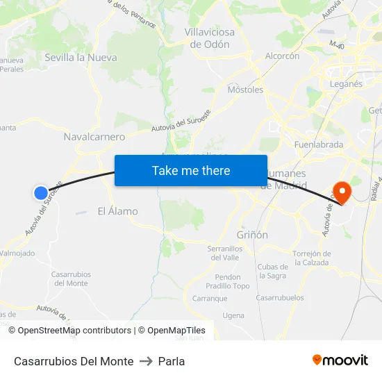 Casarrubios Del Monte to Parla map