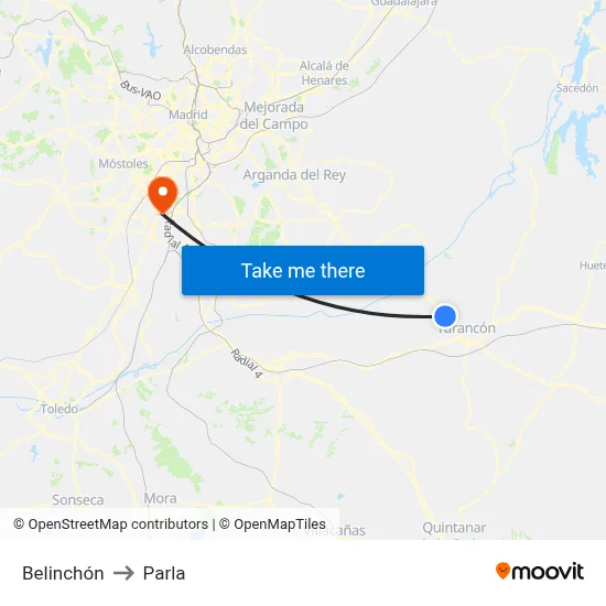 Belinchón to Parla map