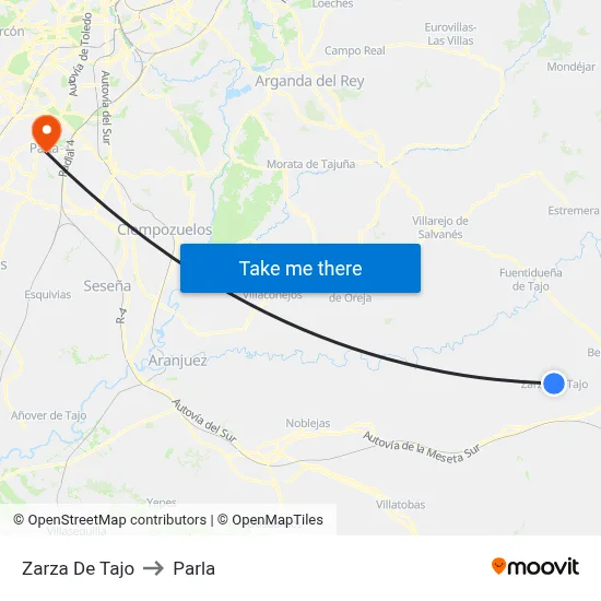Zarza De Tajo to Parla map