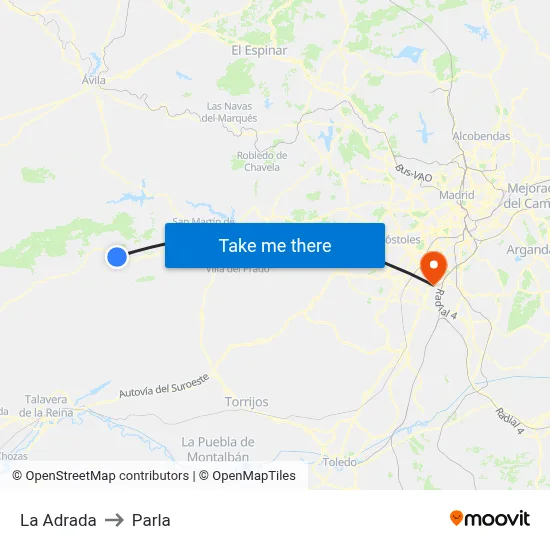 La Adrada to Parla map