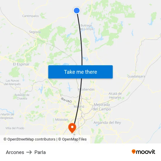 Arcones to Parla map