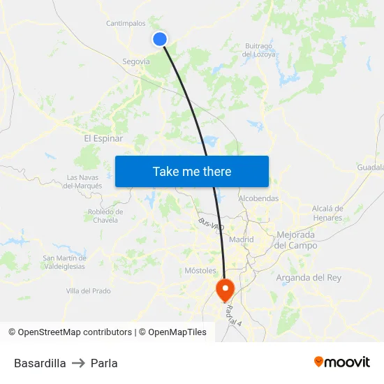 Basardilla to Parla map