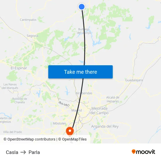 Casla to Parla map