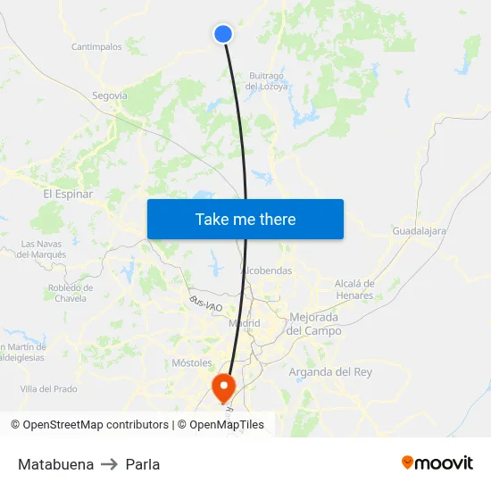 Matabuena to Parla map