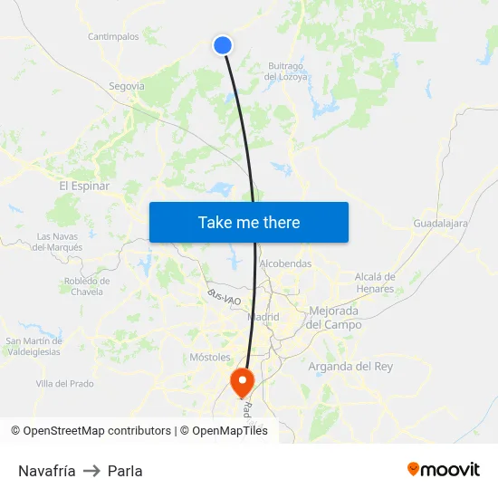 Navafría to Parla map