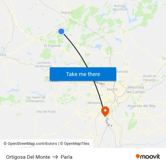 Ortigosa Del Monte to Parla map
