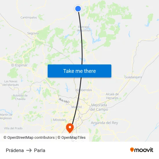 Prádena to Parla map