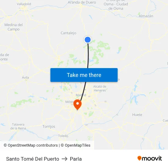 Santo Tomé Del Puerto to Parla map