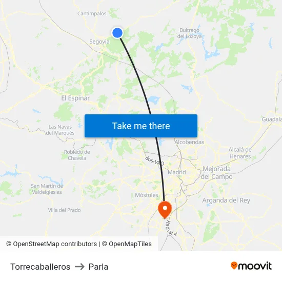 Torrecaballeros to Parla map
